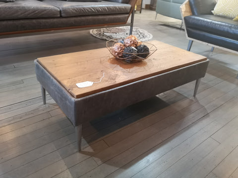 Wood  + Leather Coffee Table